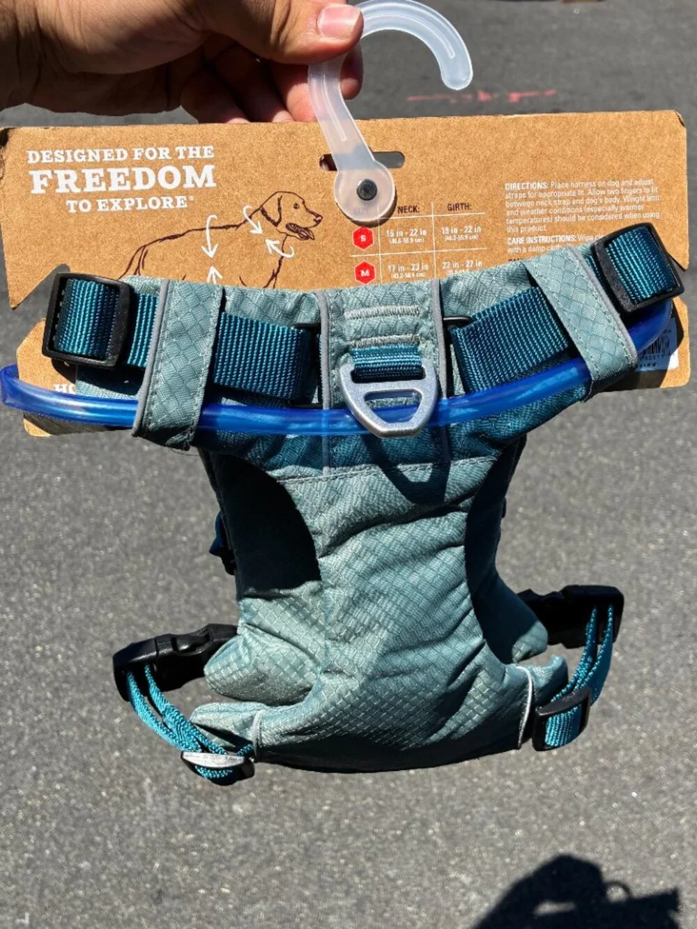 Arcadia Trail Water Bladder Dog Harness Blue Medium Hydration Vest Hiking New